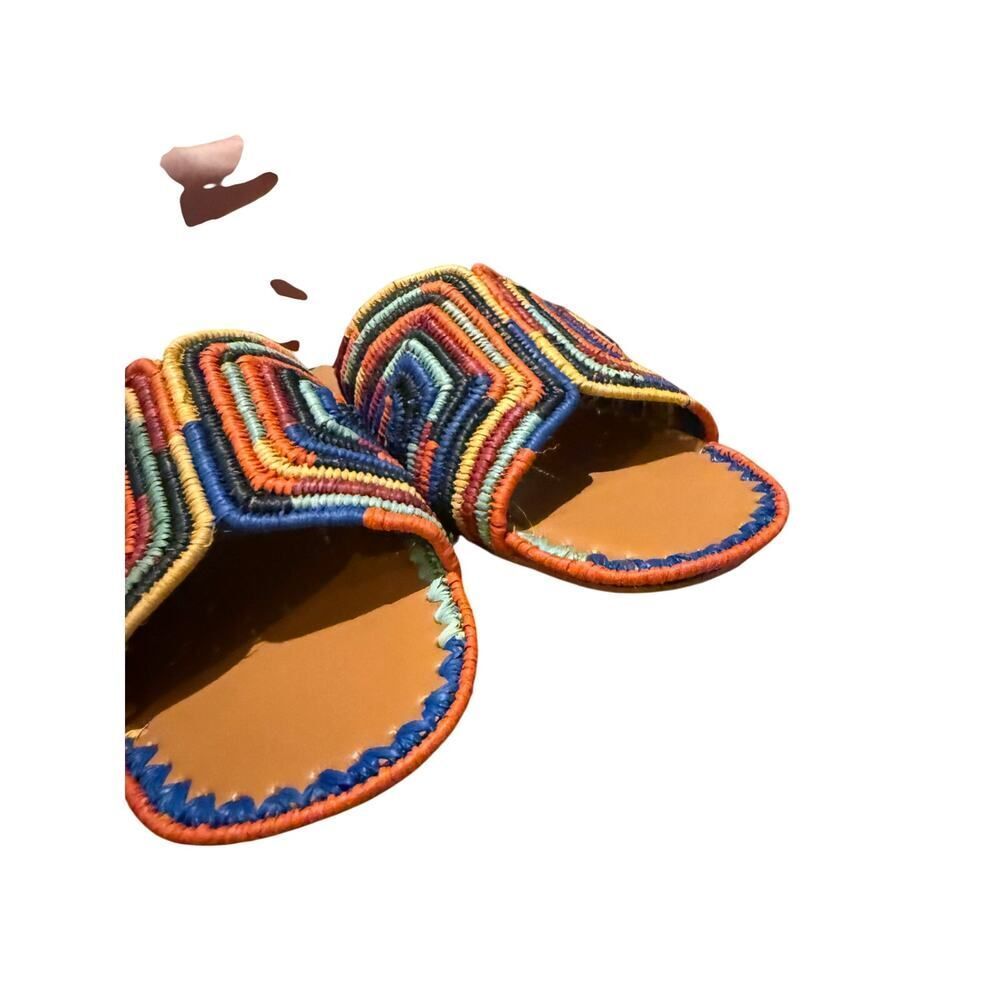NWOT Clergerie Ineni Raffia Slides in Rainbow Women’s Sz. 38.5 (US 8) - Picture 5 of 7
